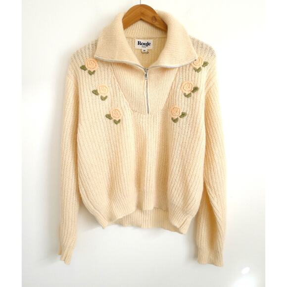ROUJE PARIS Favin Mohair Wool Half Zip Retro Vintage Sweater Made Italy 34 $265 - Picture 3 of 12